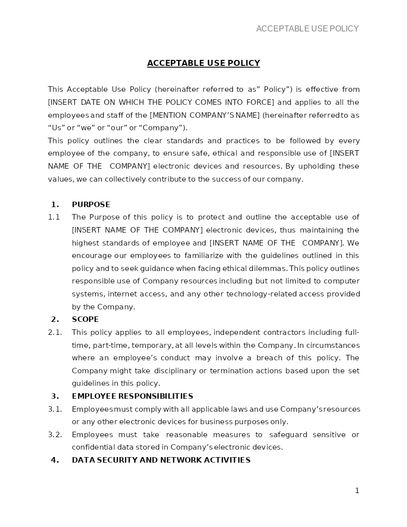 ACCEPTABLE USE POLICY