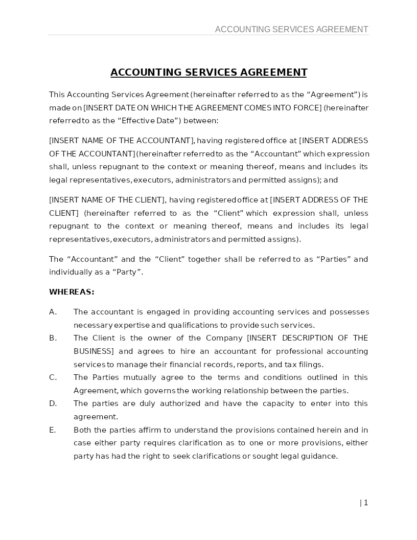 ACCOUNTING SERVICES AGREEMENT