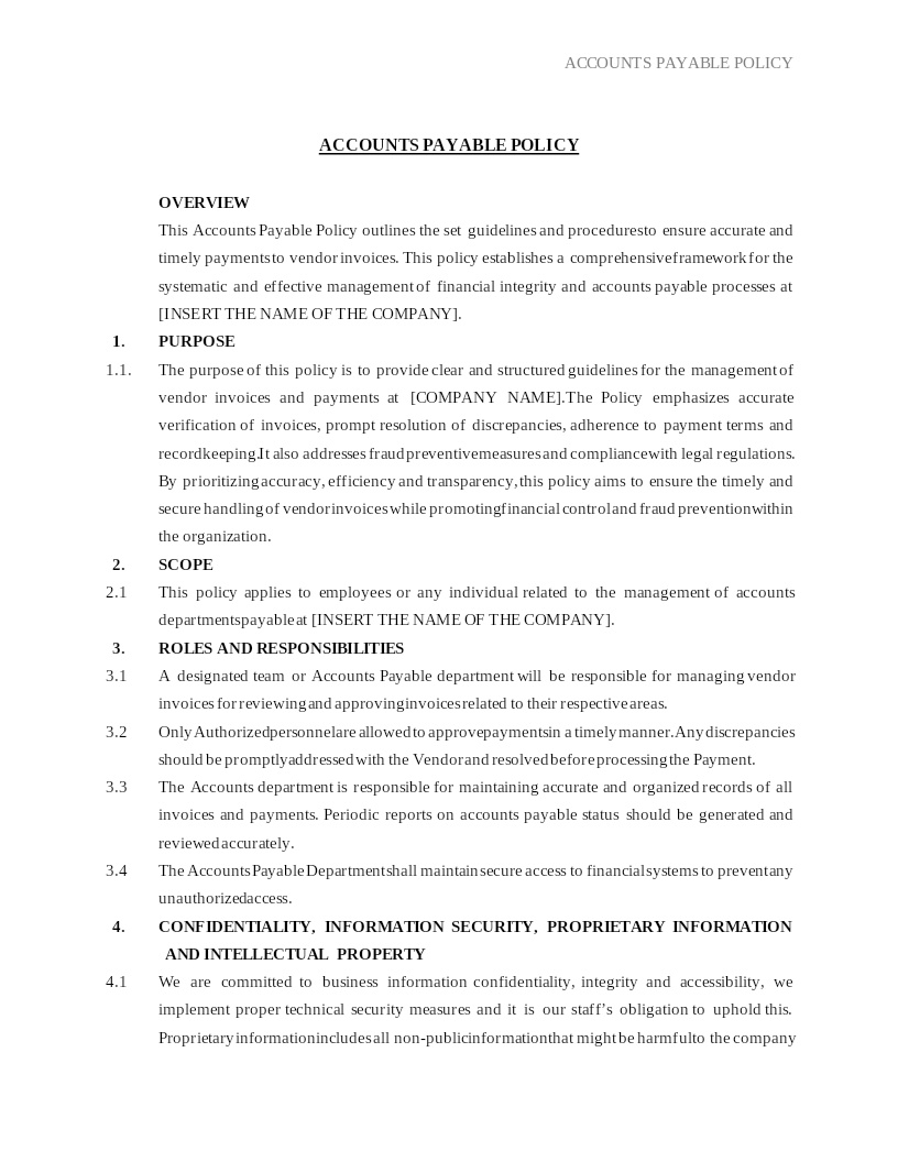 ACCOUNTS PAYABLE POLICY