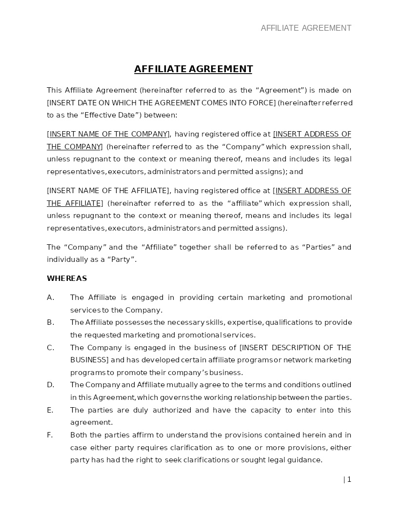 AFFILIATE AGREEMENT