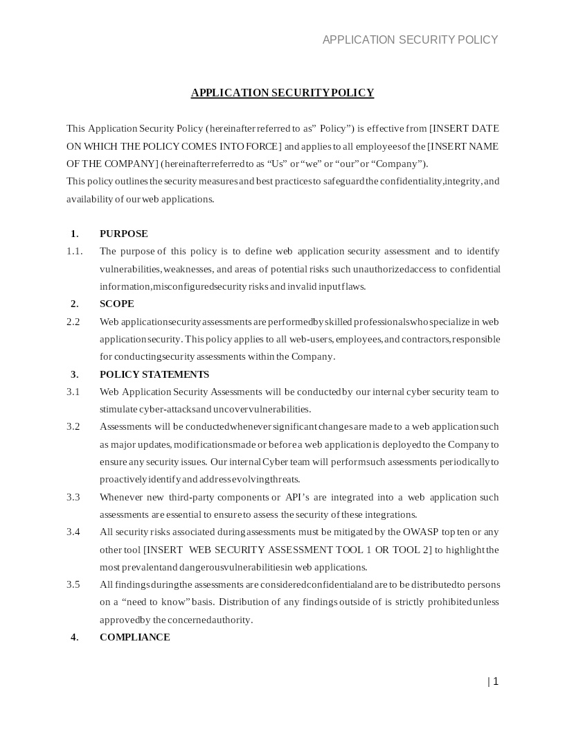 APPLICATION SECURITY POLICY