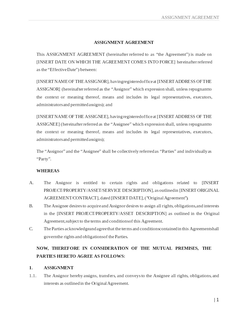 ASSIGNMENT AGREEMENT