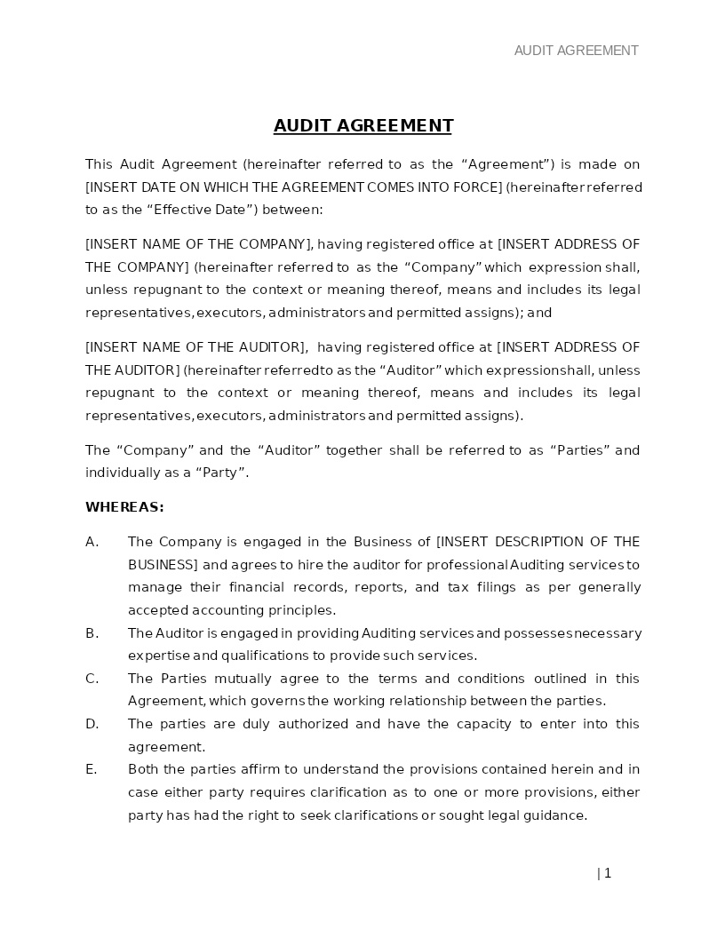 AUDIT AGREEMENT