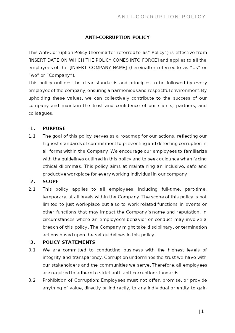 ANTI-CORRUPTION POLICY