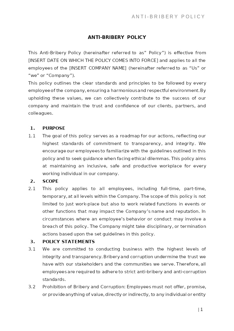 ANTI-BRIBERY POLICY