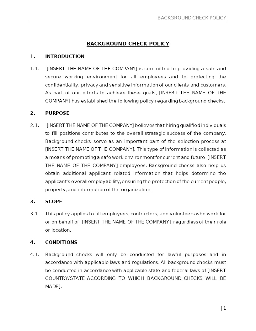 BACKGROUND CHECK  POLICY