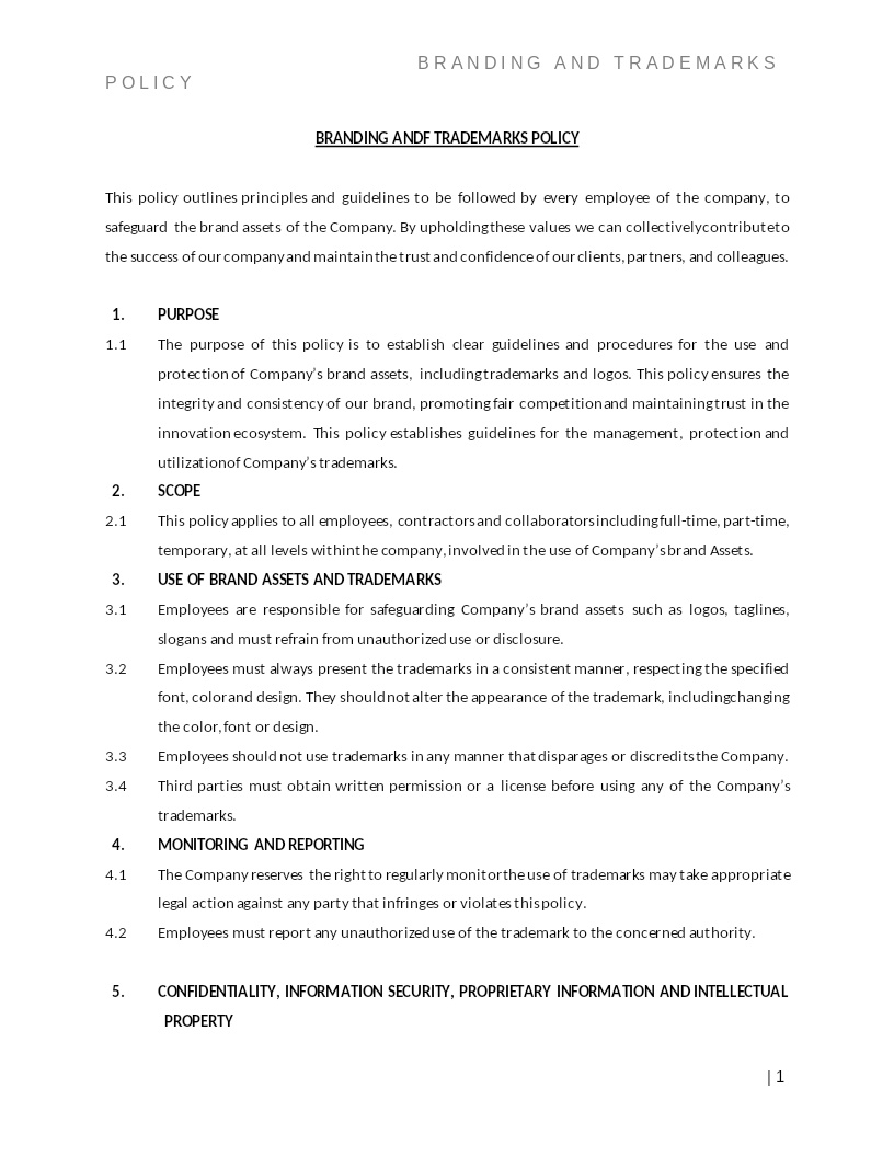 BRANDING AND TRADEMARK POLICY