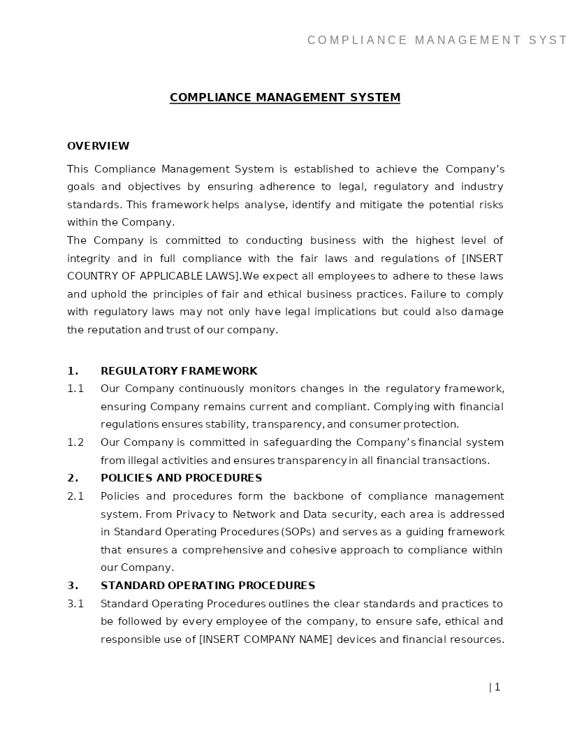 COMPLIANCE MANAGEMENT SYSTEM