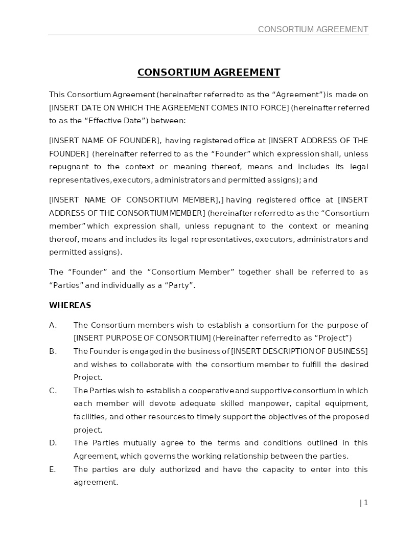 CONSORTIUM AGREEMENT