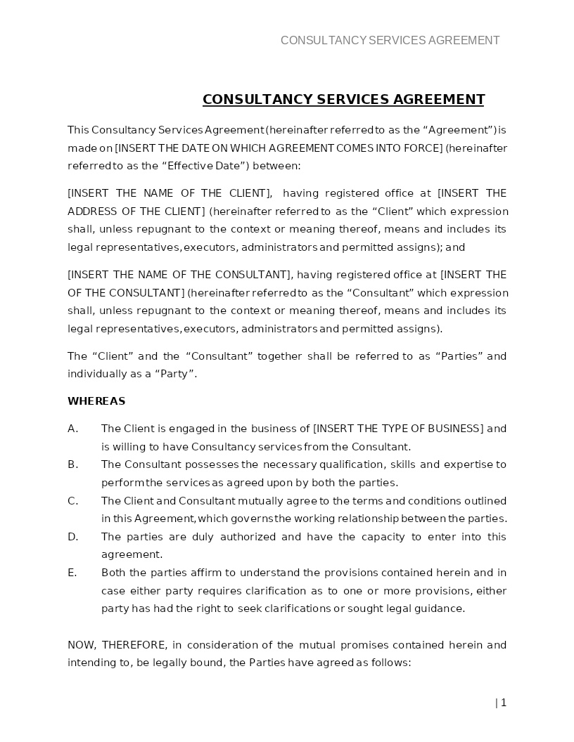 CONSULTANCY SERVICES AGREEMENT