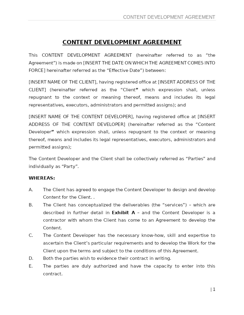 CONTENT DEVELOPMENT AGREEMENT