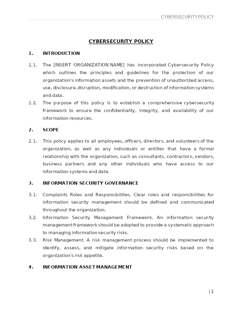 CYBERSECURITY POLICY