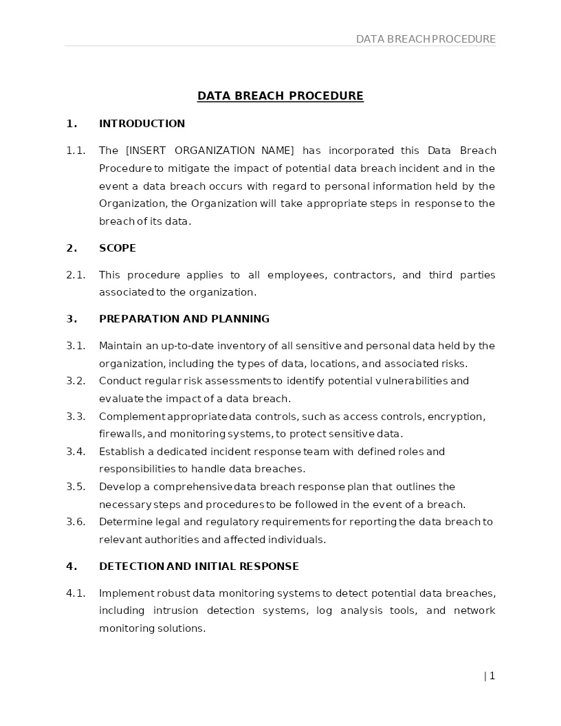 DATA BREACH PROCEDURE