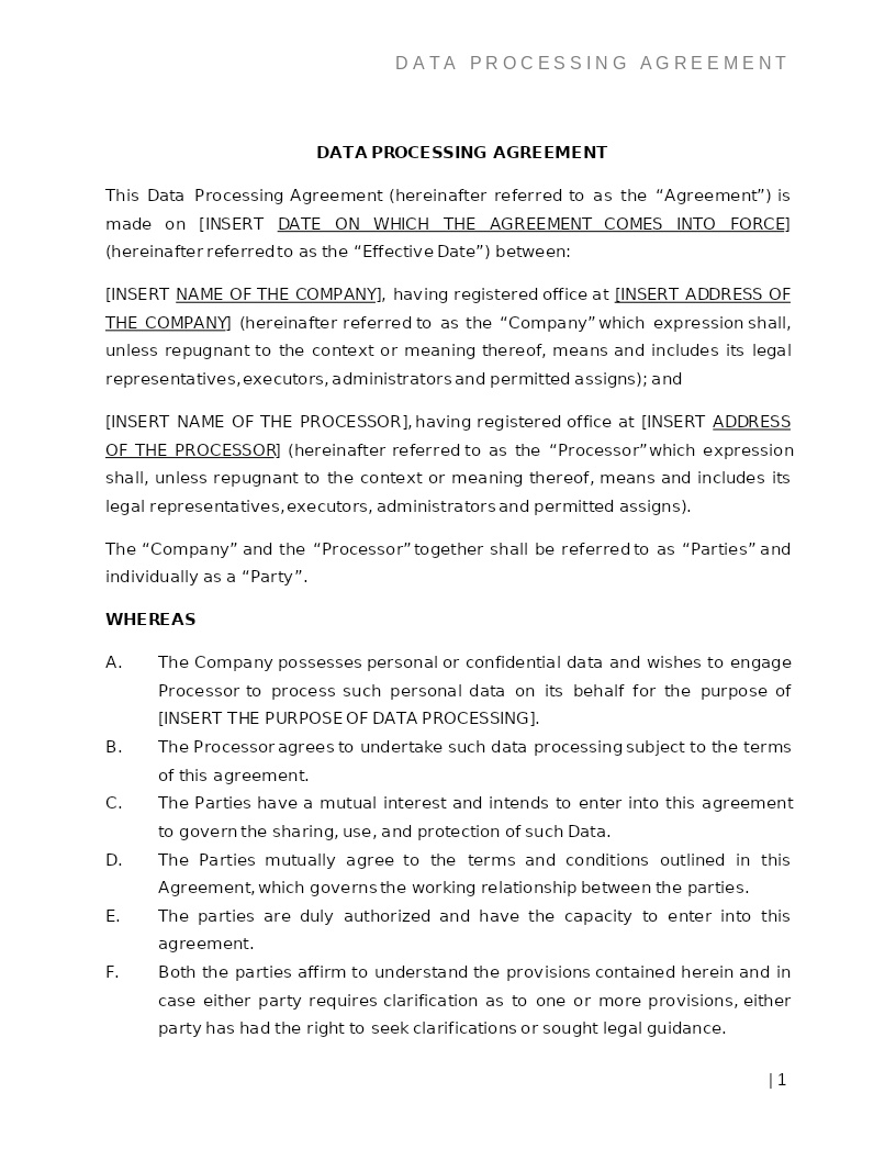 DATA PROCESSING AGREEMENT