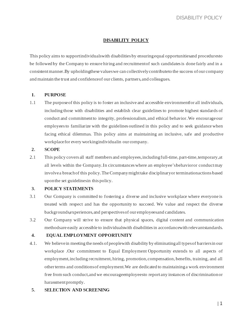 DISABILITY POLICY