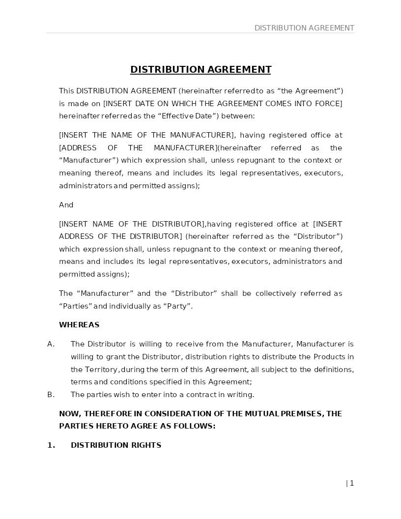 DISTRIBUTION AGREEMENT