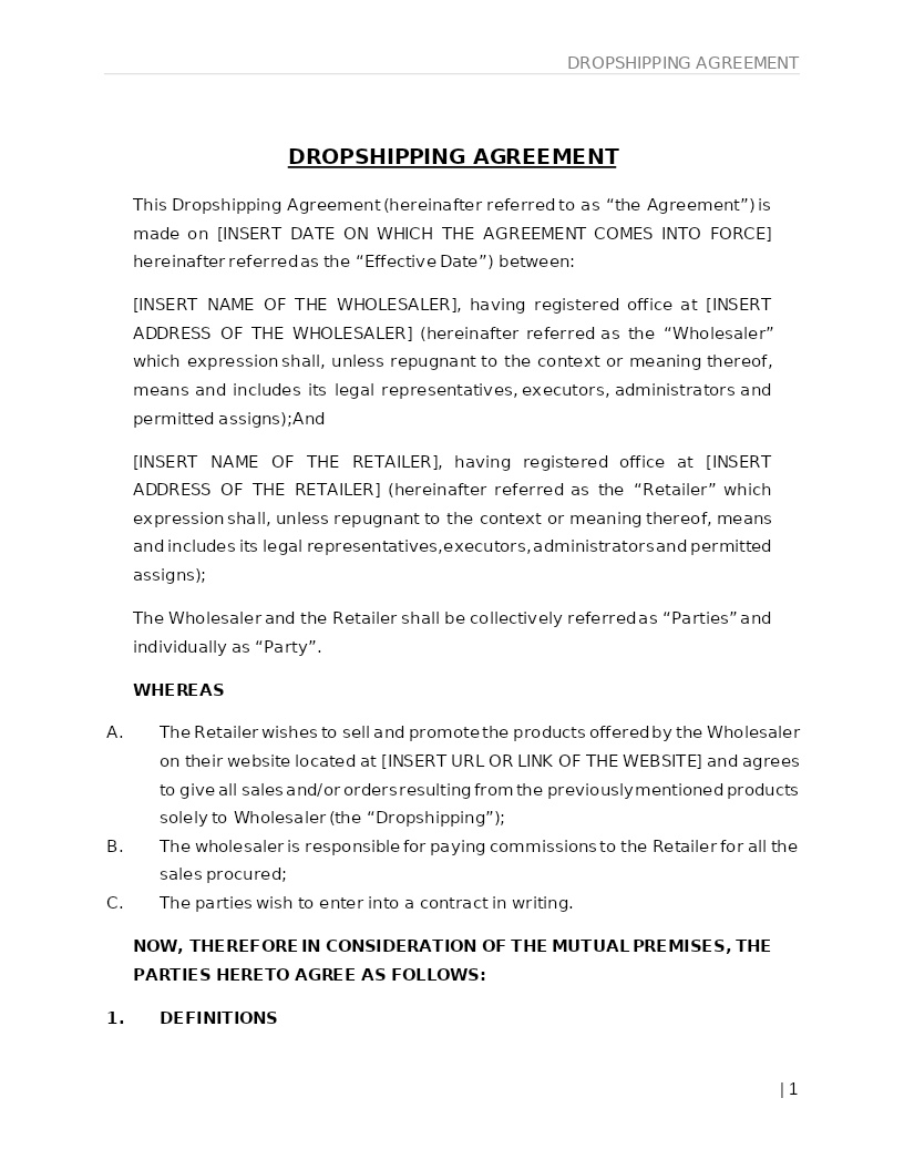 DROPSHIPPING AGREEMENT