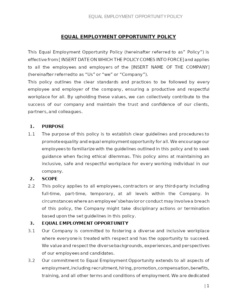 EQUAL EMPLOYMENT OPPORTUNITY