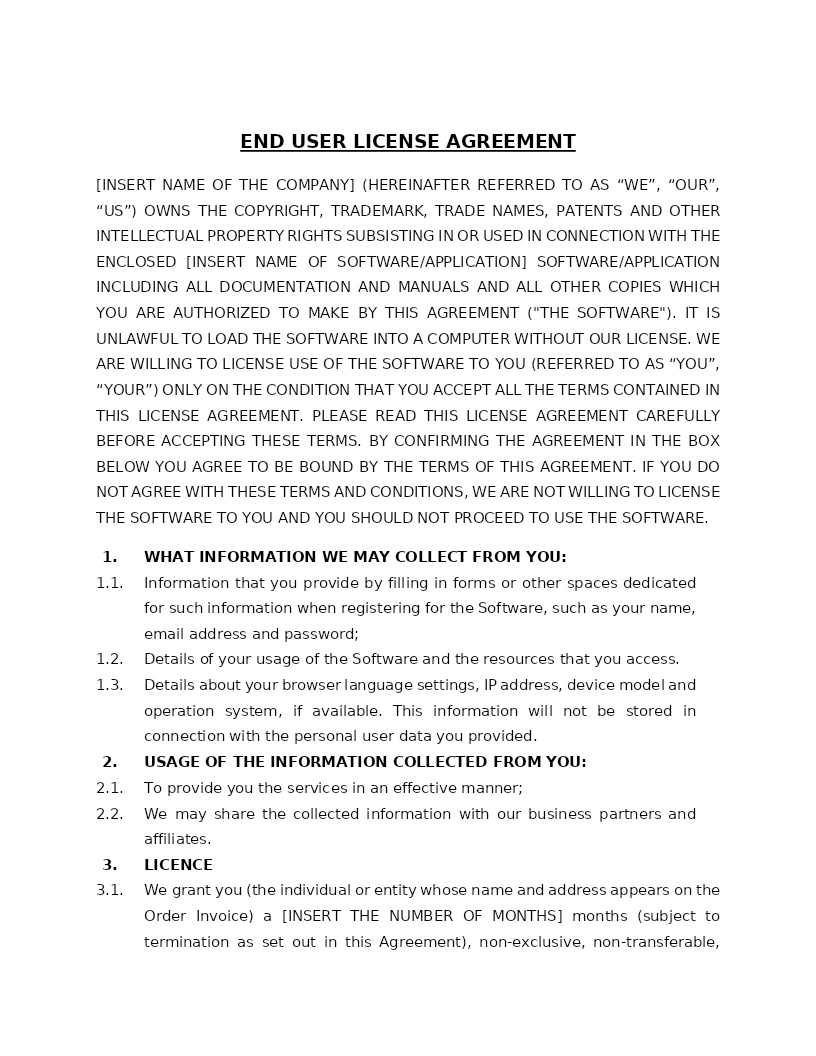 END USER LICENSE AGREEMENT
