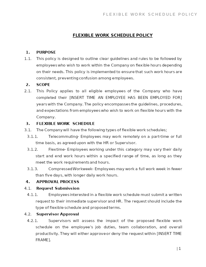 FLEXIBLE WORK SCHEDULE POLICY