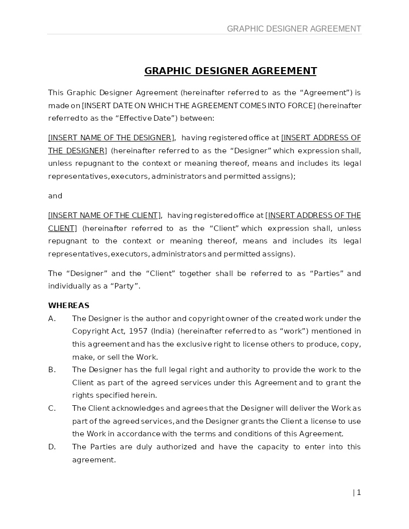 GRAPHIC DESIGNER AGREEMENT