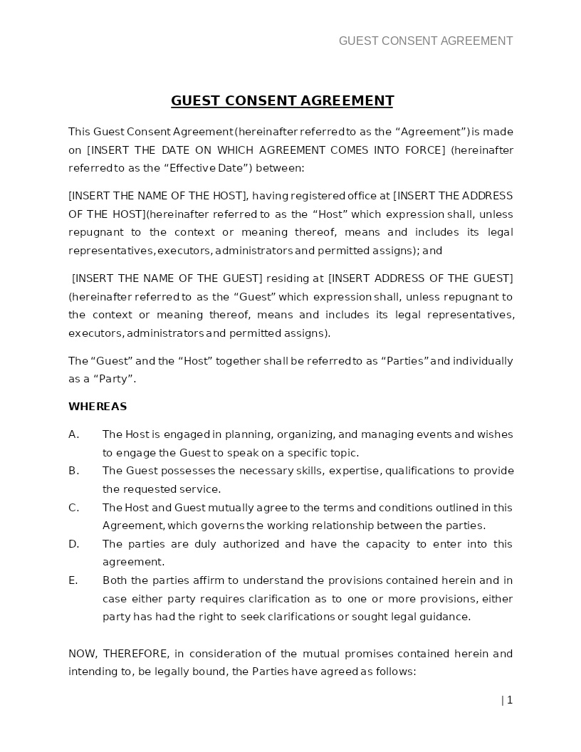 GUEST CONSENT AGREEMENT