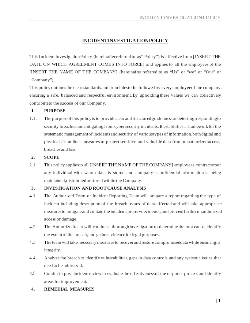 INCIDENT INVESTIGATION POLICY