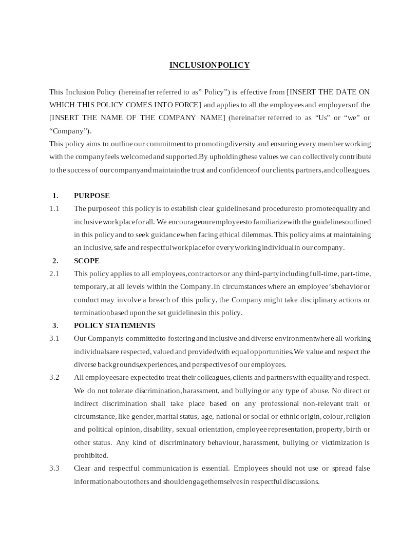 INCLUSION POLICY