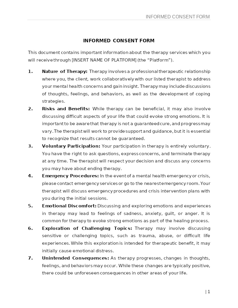 INFORMED CONSENT FORM