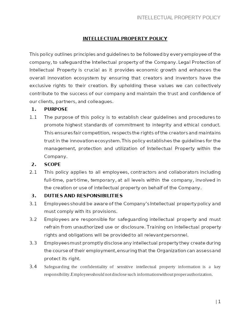 INTELLECTUAL PROPERTY POLICY
