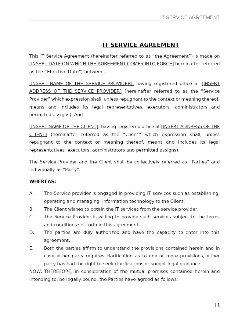 IT SERVICE AGREEMENT
