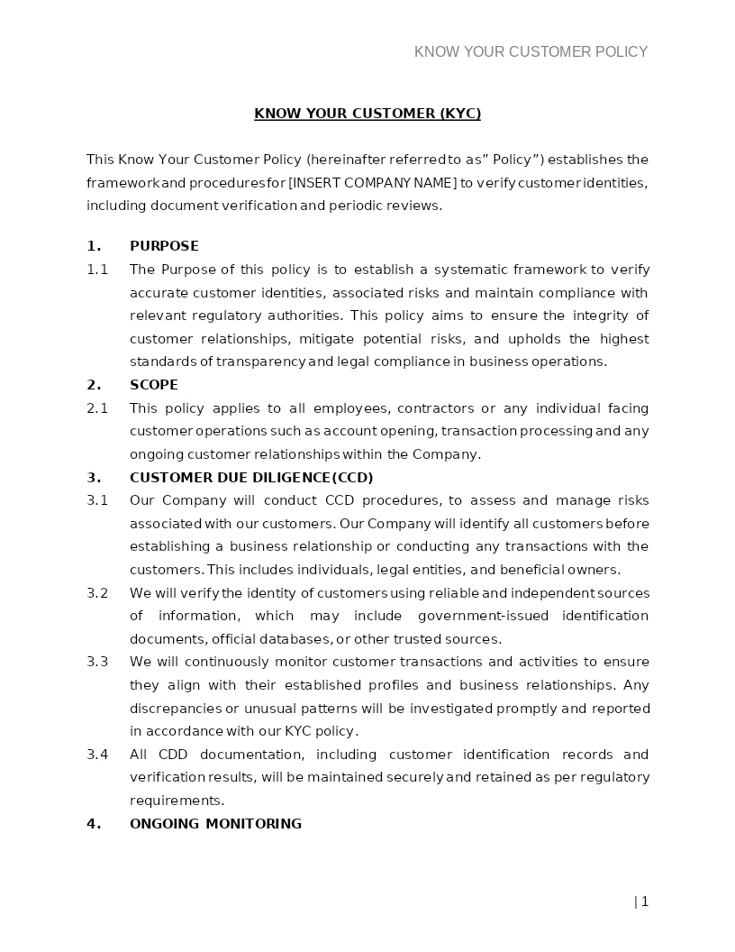 KNOW YOUR CUSTOMER (KYC)
