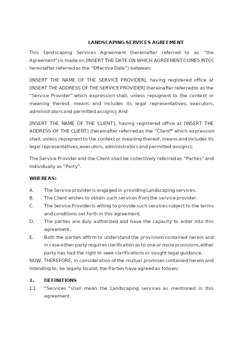 LANDSCAPING SERVICES AGREEMENT