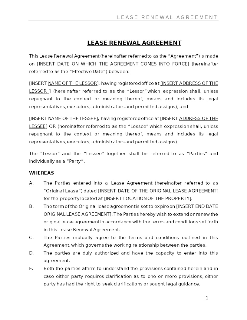 LEASE RENEWAL AGREEMENT