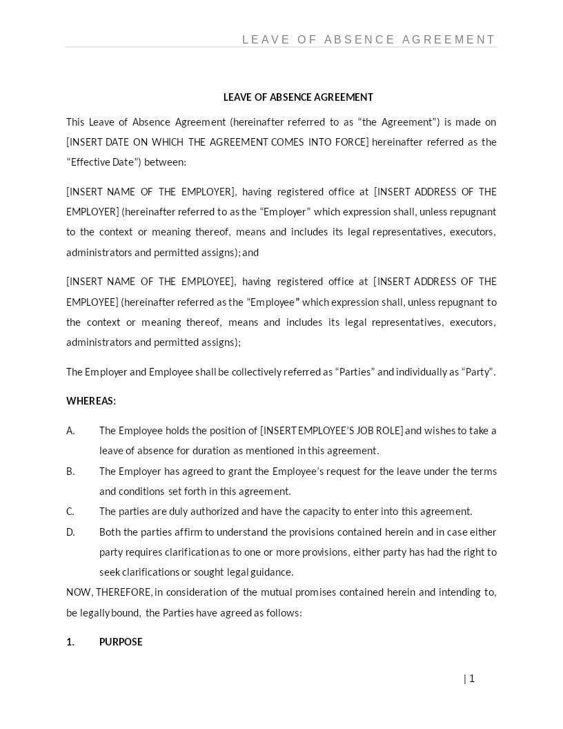LEAVE OF ABSENCE AGREEMENT