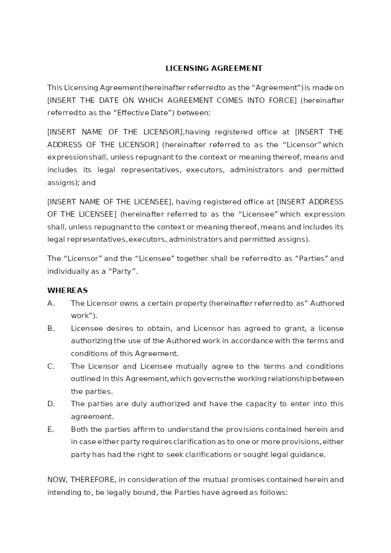 LICENSING AGREEMENT