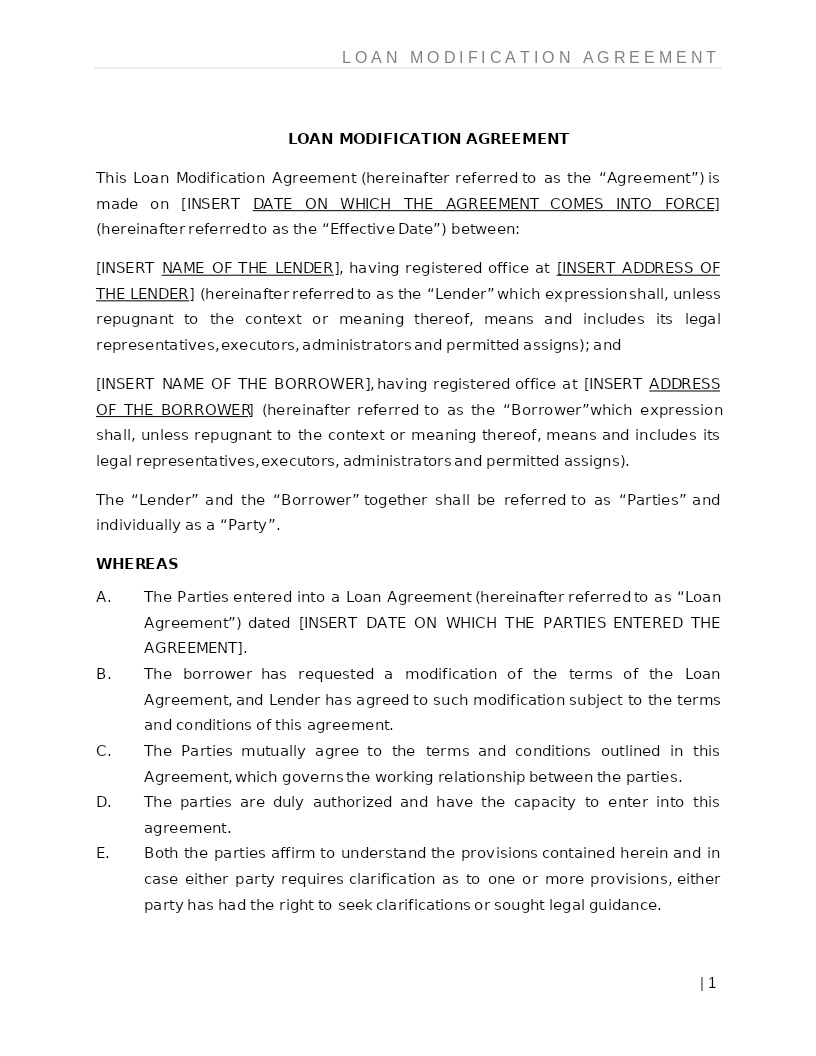 LOAN MODIFICATION AGREEMENT