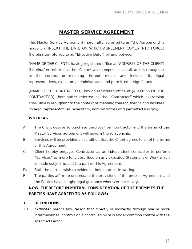 MASTER SERVICE AGREEMENT
