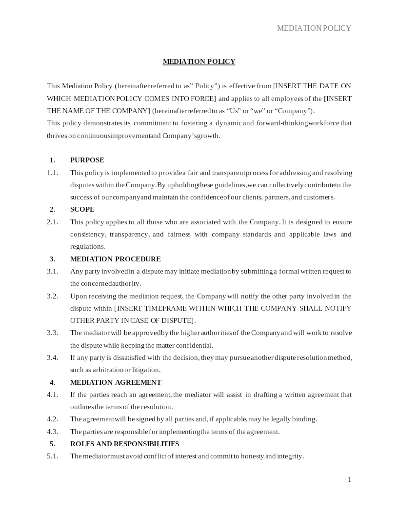 MEDIATION POLICY