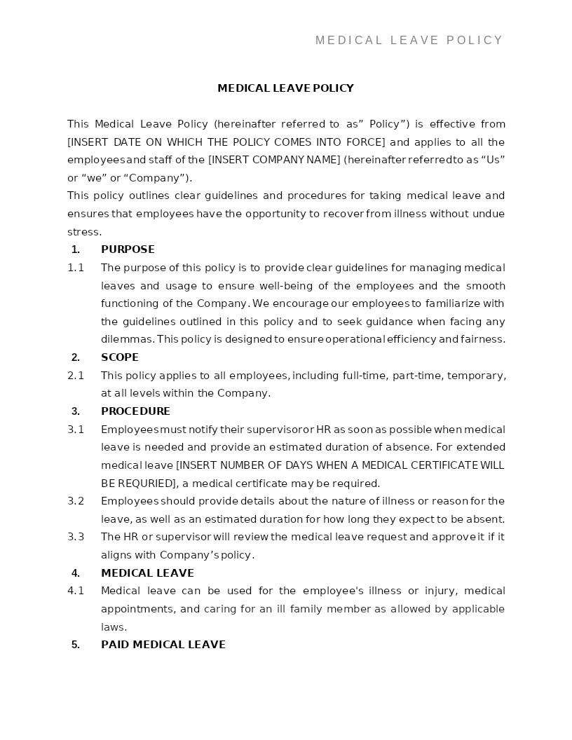 MEDICAL LEAVE POLICY
