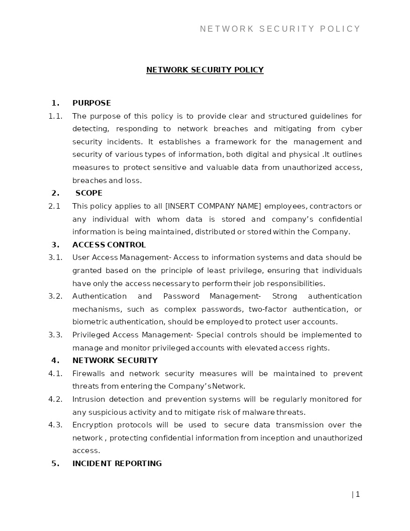NETWORK SECURITY POLICY
