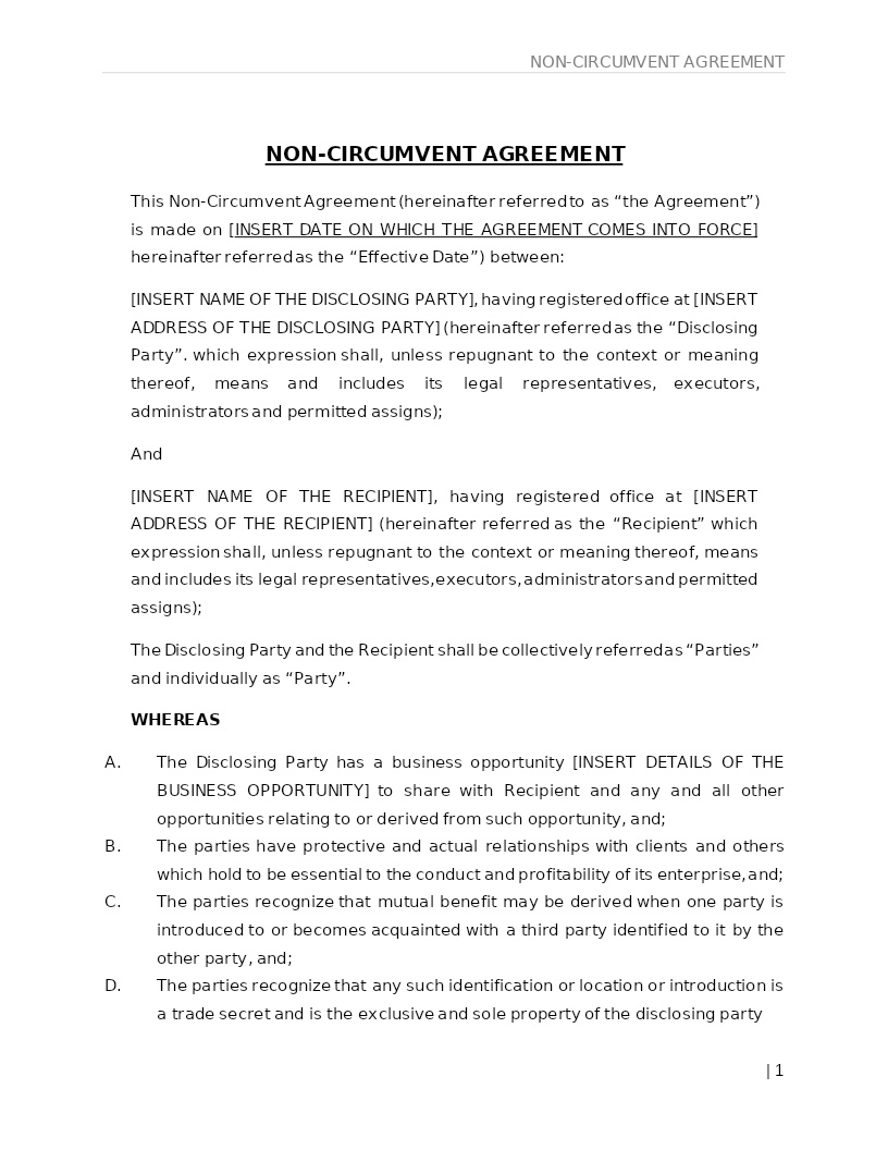 NON-CIRCUMVENT AGREEMENT