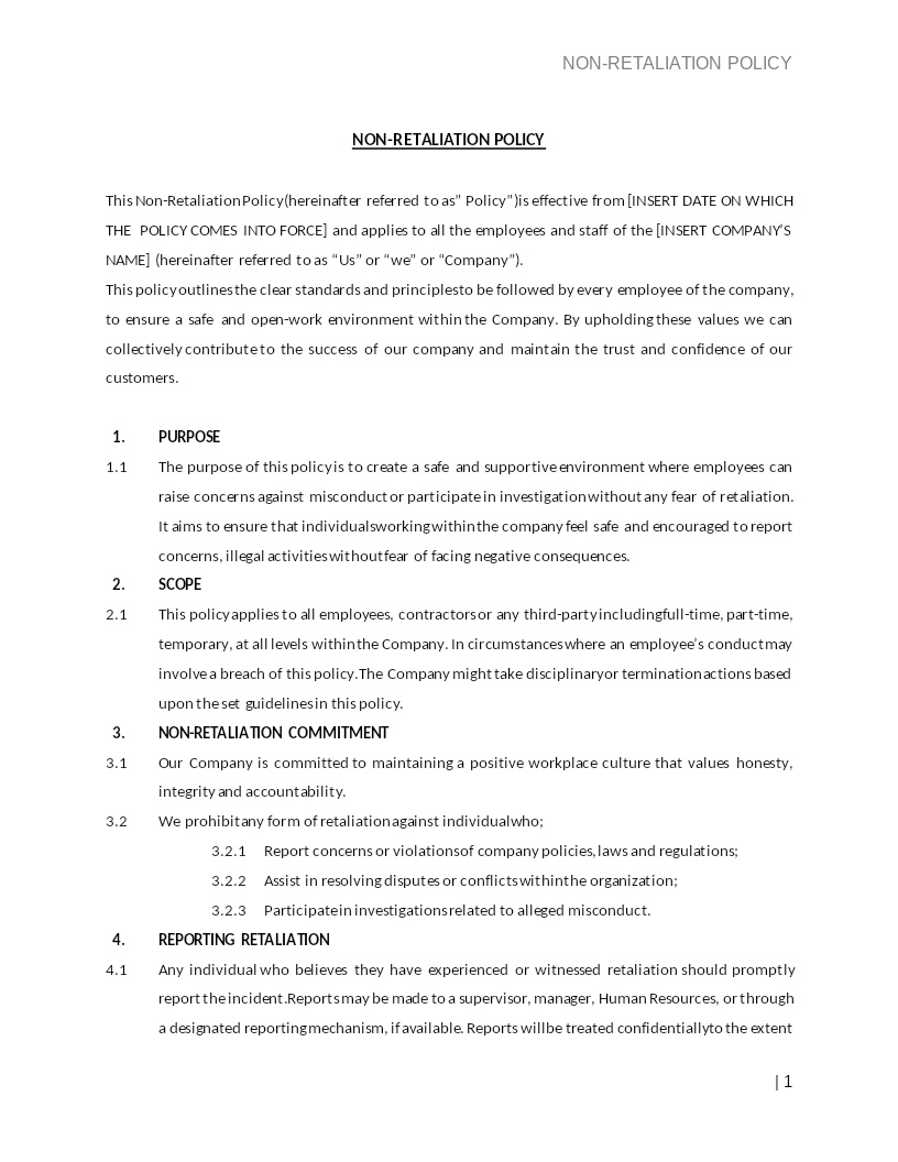 NON-RETALIATION POLICY