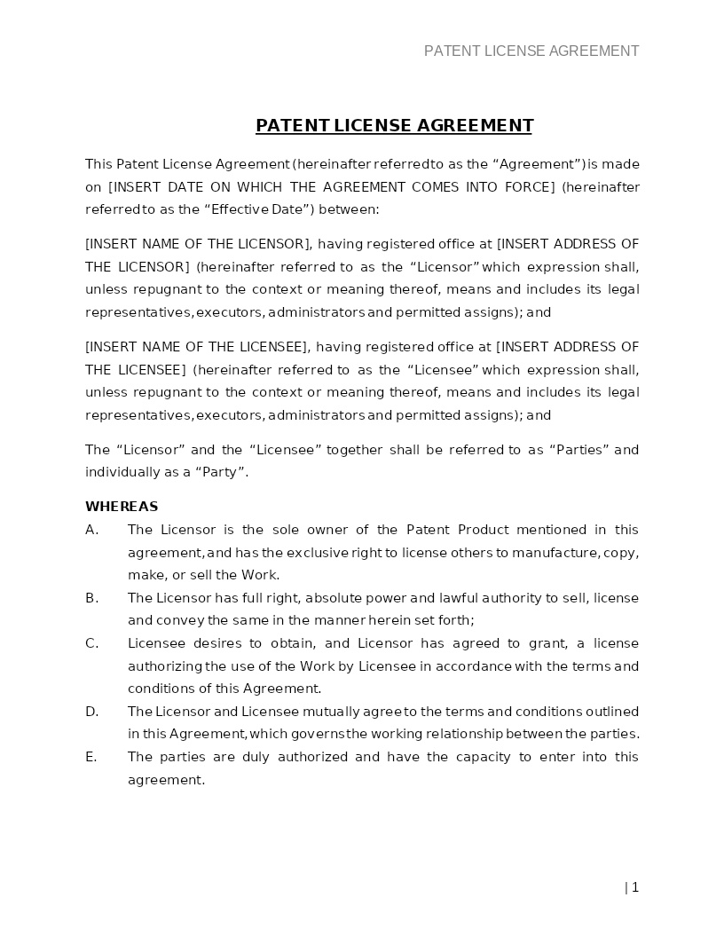 PATENT LICENSE AGREEMENT