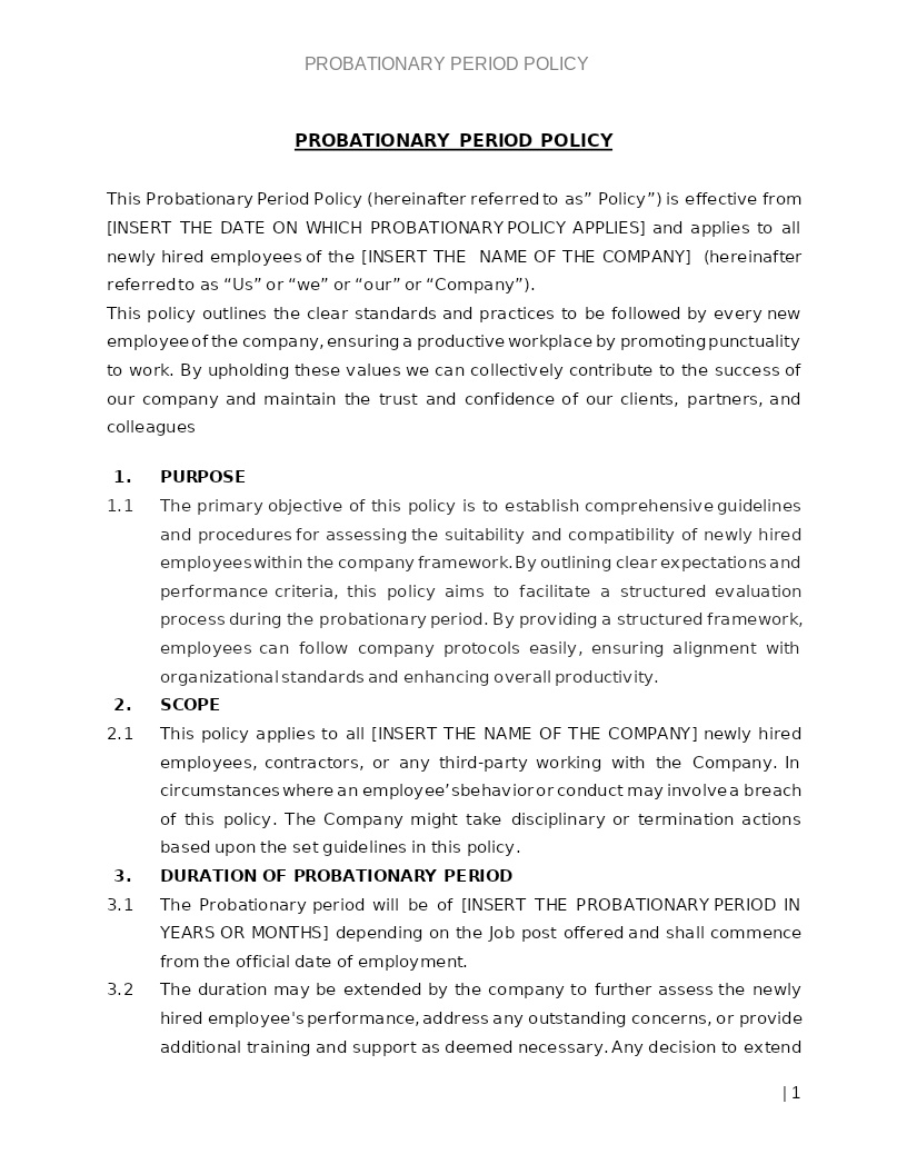 PROBATIONARY PERIOD POLICY