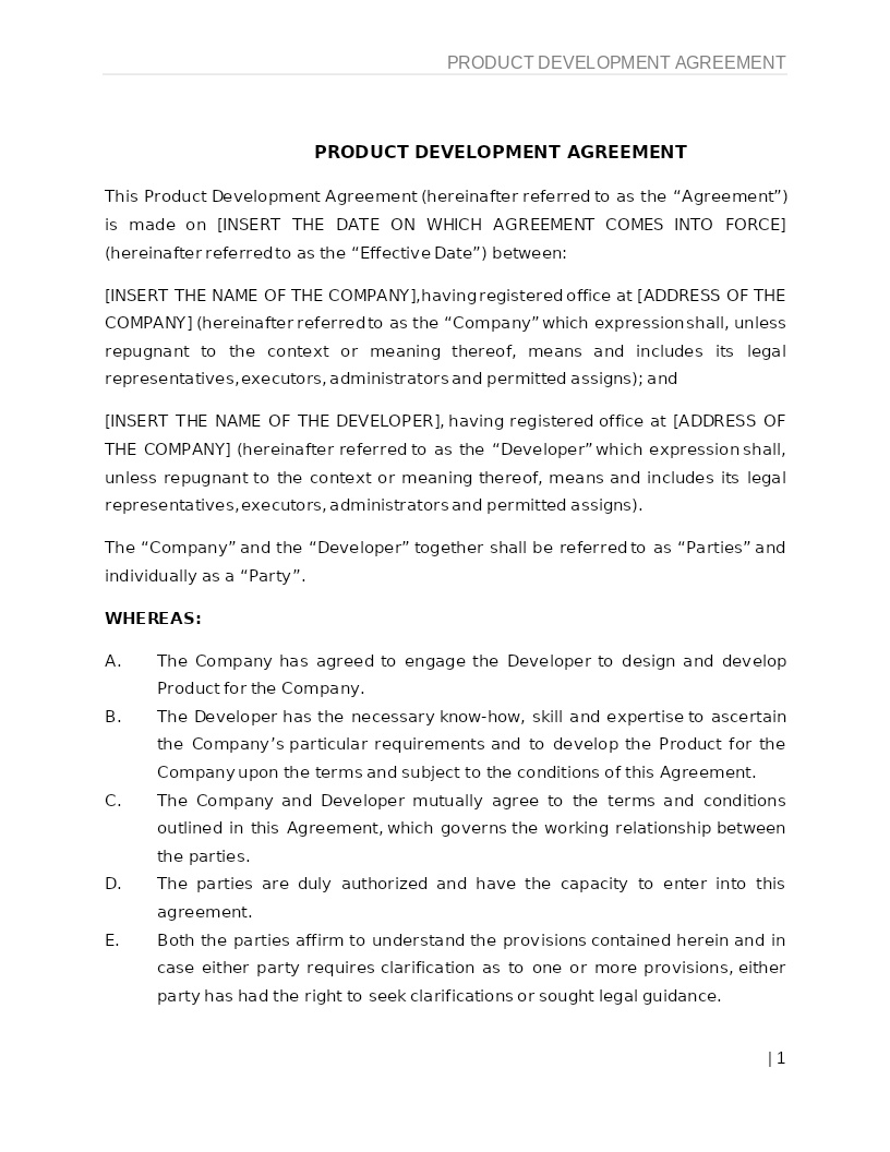 PRODUCT DEVELOPMENT AGREEMENT