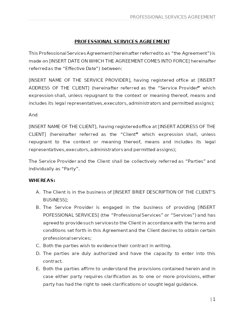 PROFESSIONAL SERVICES AGREEMENT