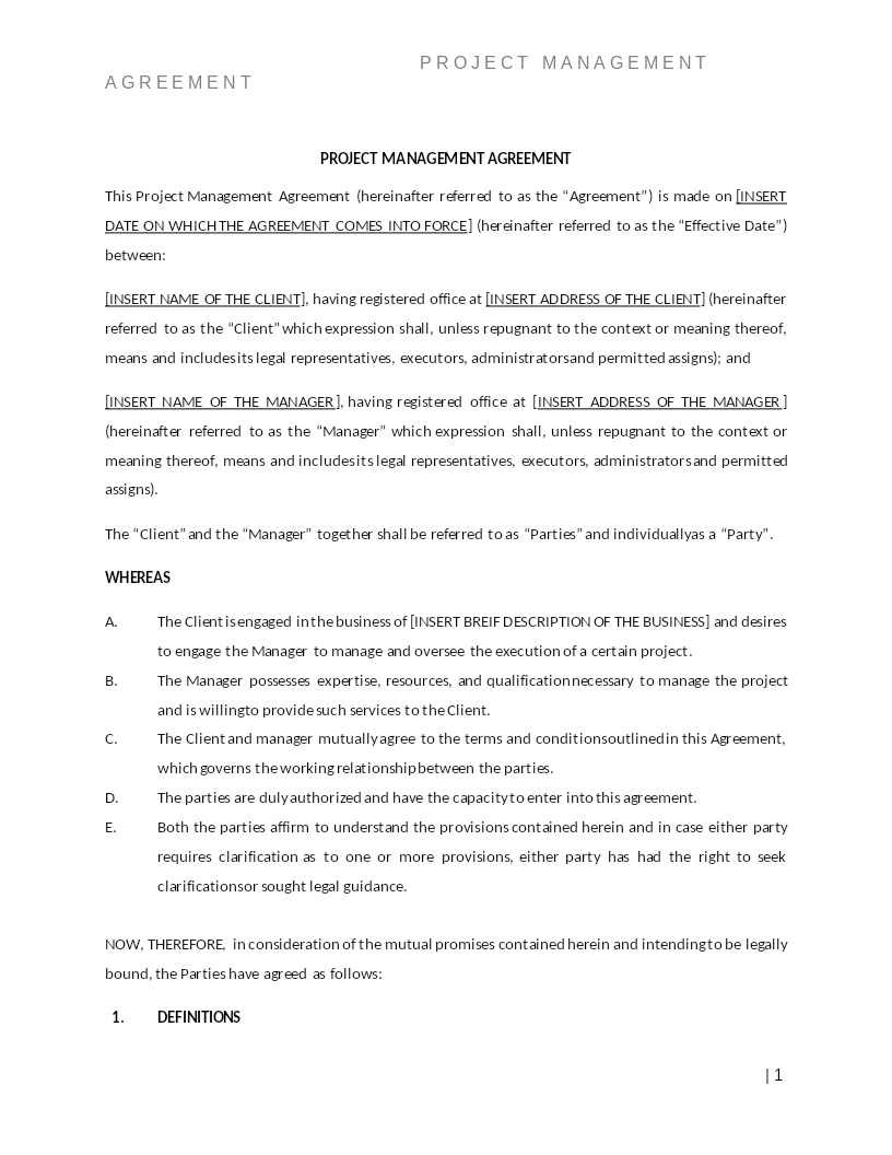 PROJECT MANAGEMENT AGREEMENT