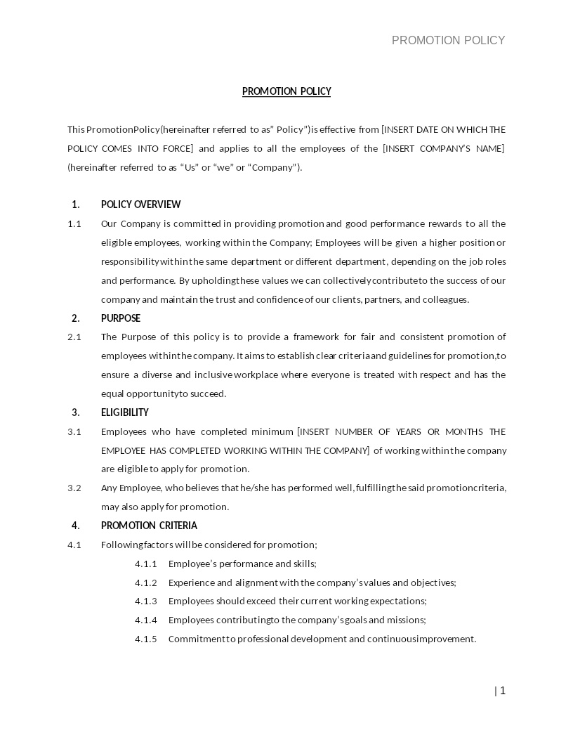 PROMOTION POLICY