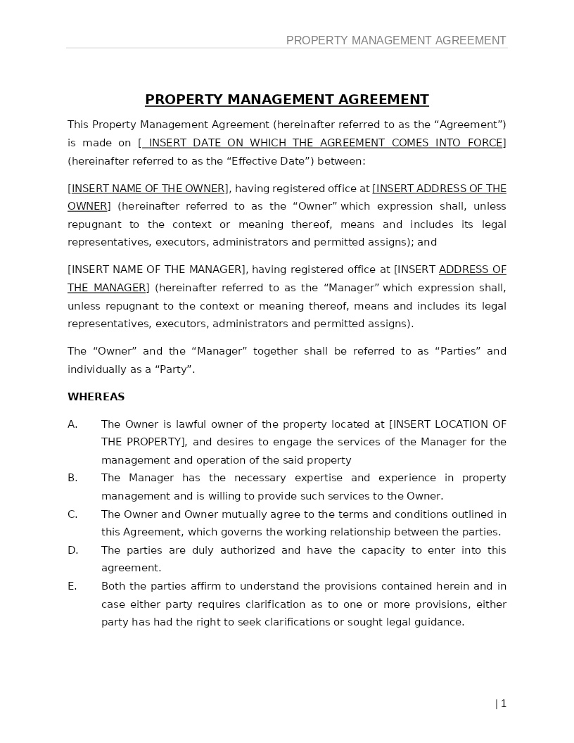 PROPERTY MANAGEMENT AGREEMENT